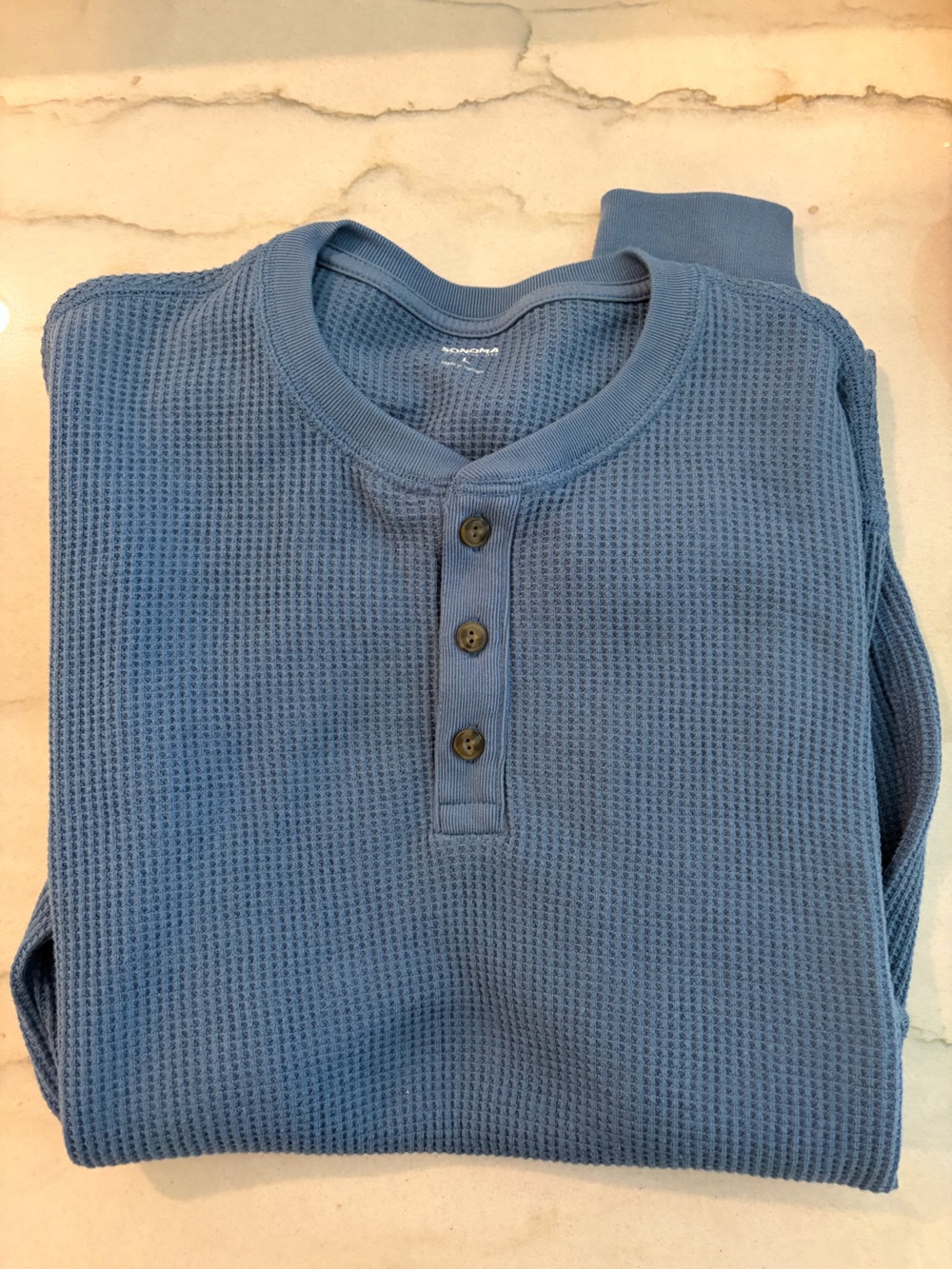 Sonoma Men's Slate Blue Waffle Henley Shirt